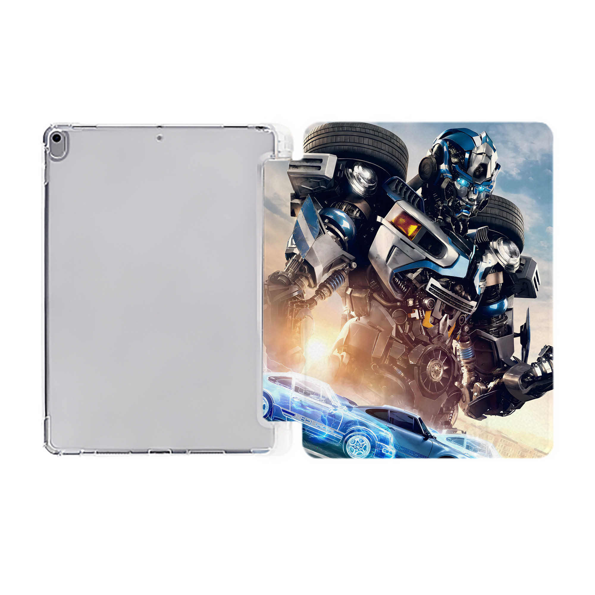 （画像用） Transformers トランスフォーマー IPad ケース ペン収納付き 三つ折りスタンド PUレザー×シリコン 対応機種9.5/10.5/10.9インチ